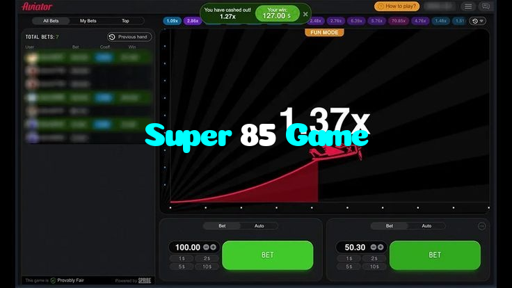 Super 85 Game casino presented on mobile device in Pakistan with slots and live games